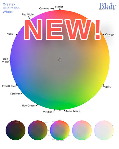 New Large Createx Color wheel plus 5 Value Color Wheel Print